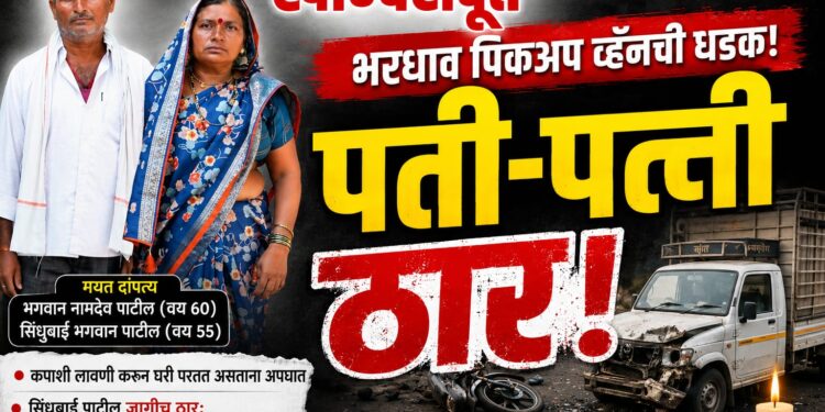 भरधाव पिकअपची भीषण धडक : शेतकरी दाम्पत्याचा मृत्यू